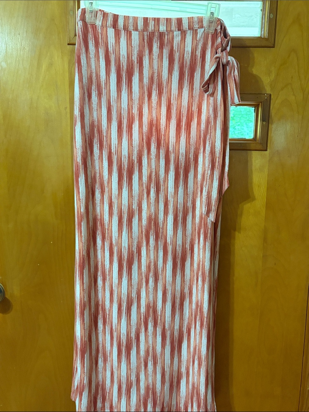 Cato Rust and White Tie-Side Maxi Skirt